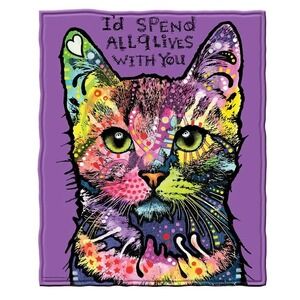Dawhud Direct Dean Russo Cat Fleece Throw Blanket 50x60 Multi 9 Lives Pop Art